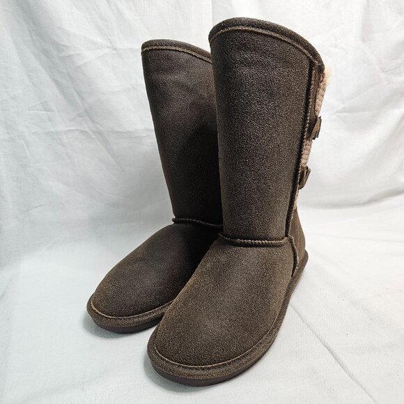 Bearpaw Boshie Chestnut Brown Distressed Fuzzy Lined Boots Women's Size 10 NEW - Picture 4 of 12